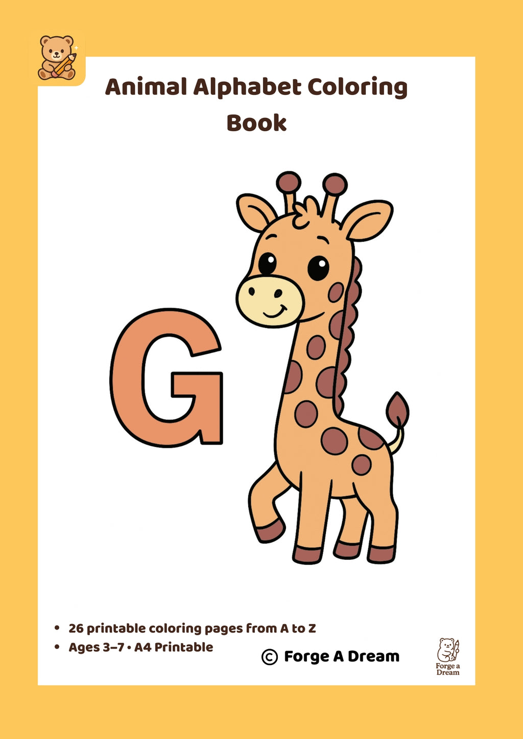 Animal Alphabet Coloring Pages A–Z | Printable Coloring Book for Kids