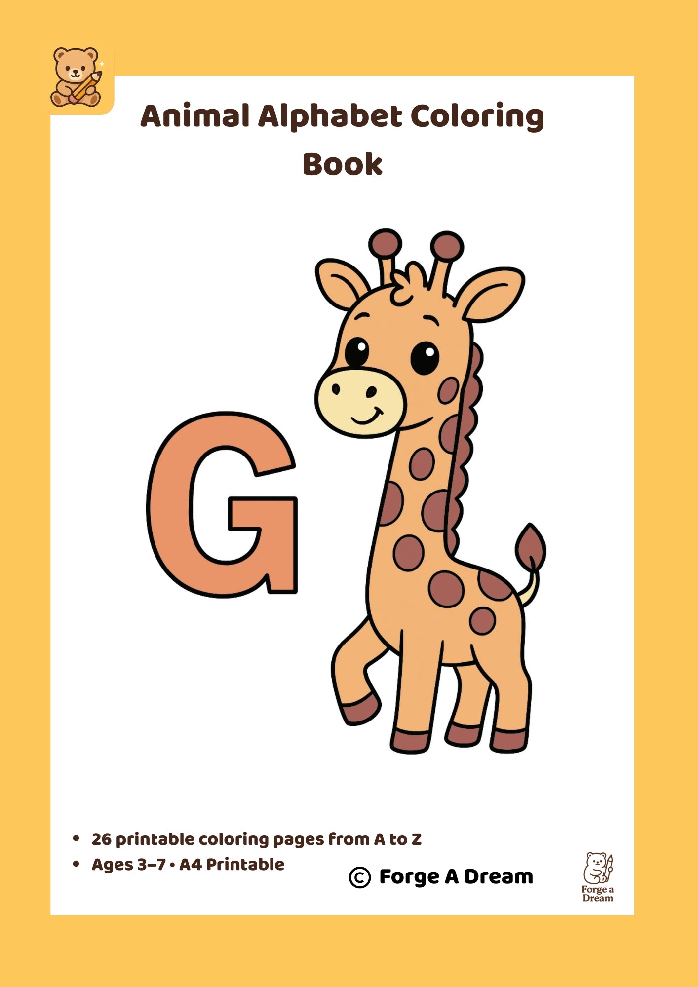 Animal Alphabet Coloring Pages A–Z | Printable Coloring Book for Kids