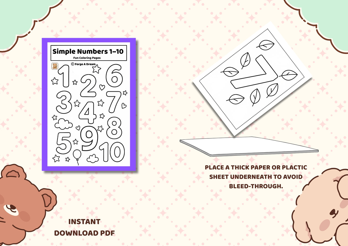 Simple Numbers 1–10 – Fun Coloring Pages |Printable PDF