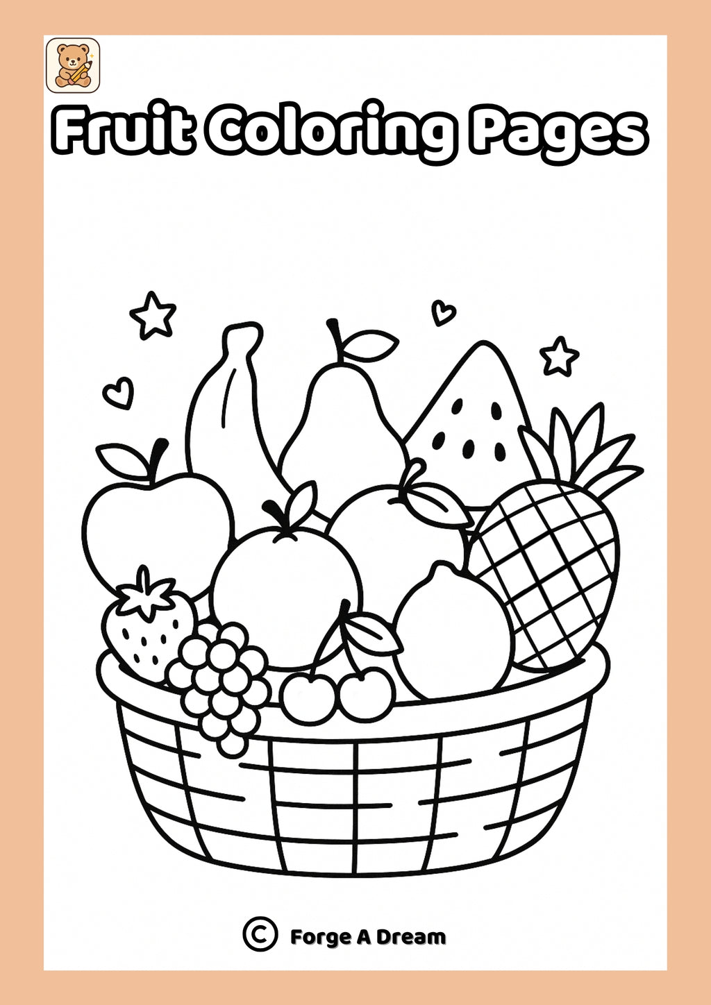 Fruit Coloring Pages – 10 Simple Pictures for Kids |Printable PDF