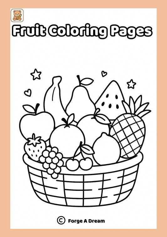 Fruit Coloring Pages – 10 Simple Pictures for Kids |Printable PDF