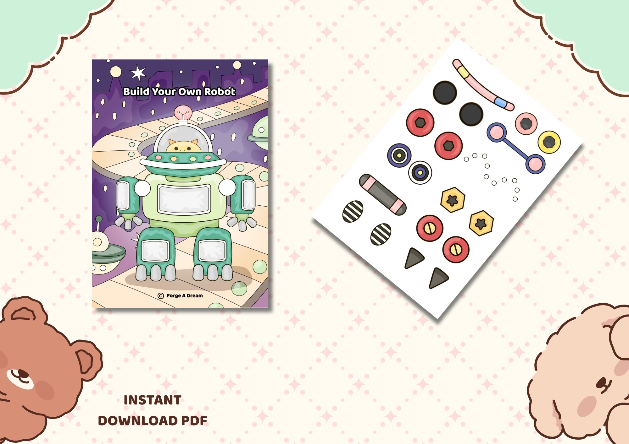 Build Your Own Robot Activity Book | 126-Page Cut & Paste| Printable PDF