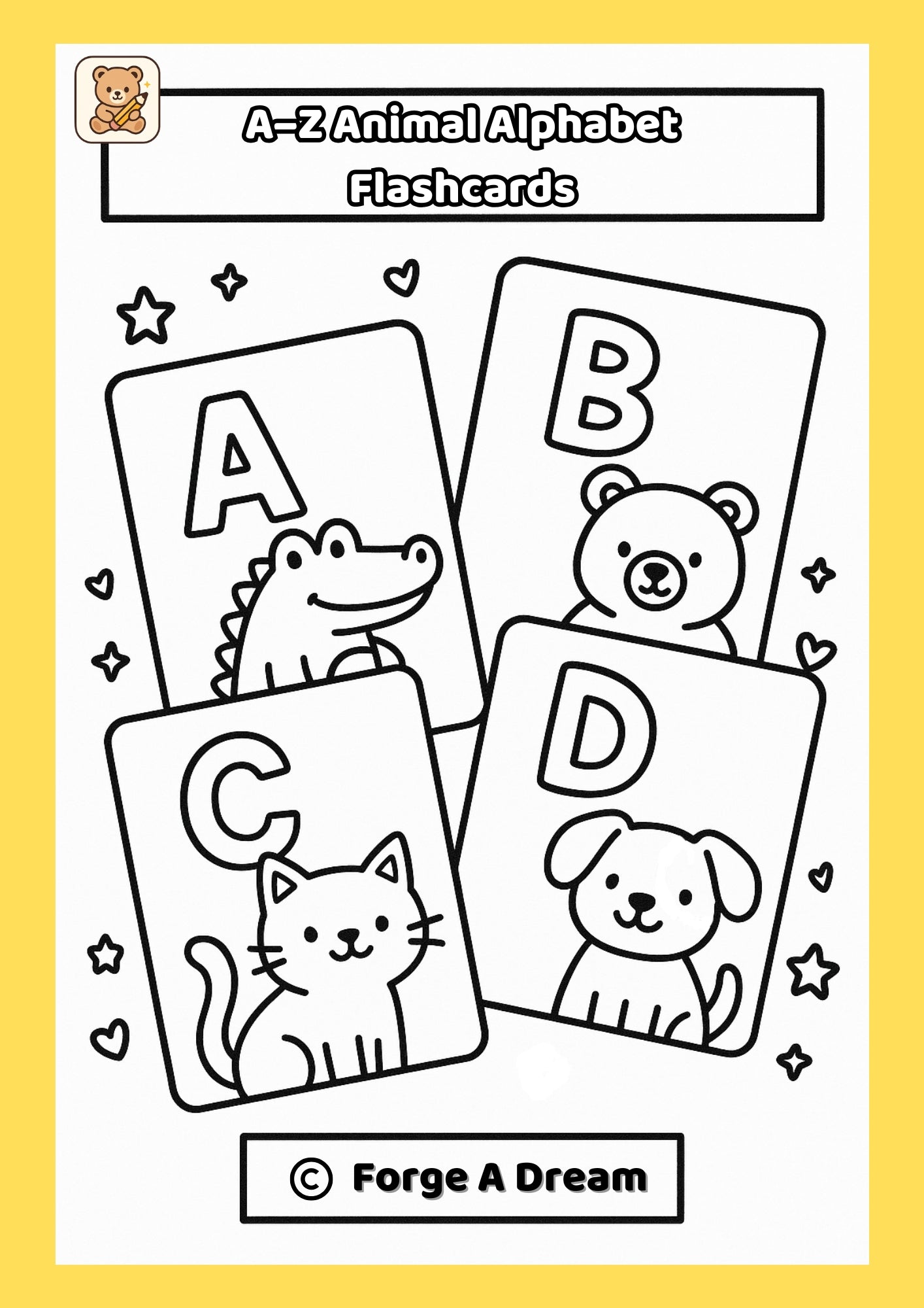Animal Alphabet A–Z Flashcards |Printable PDF