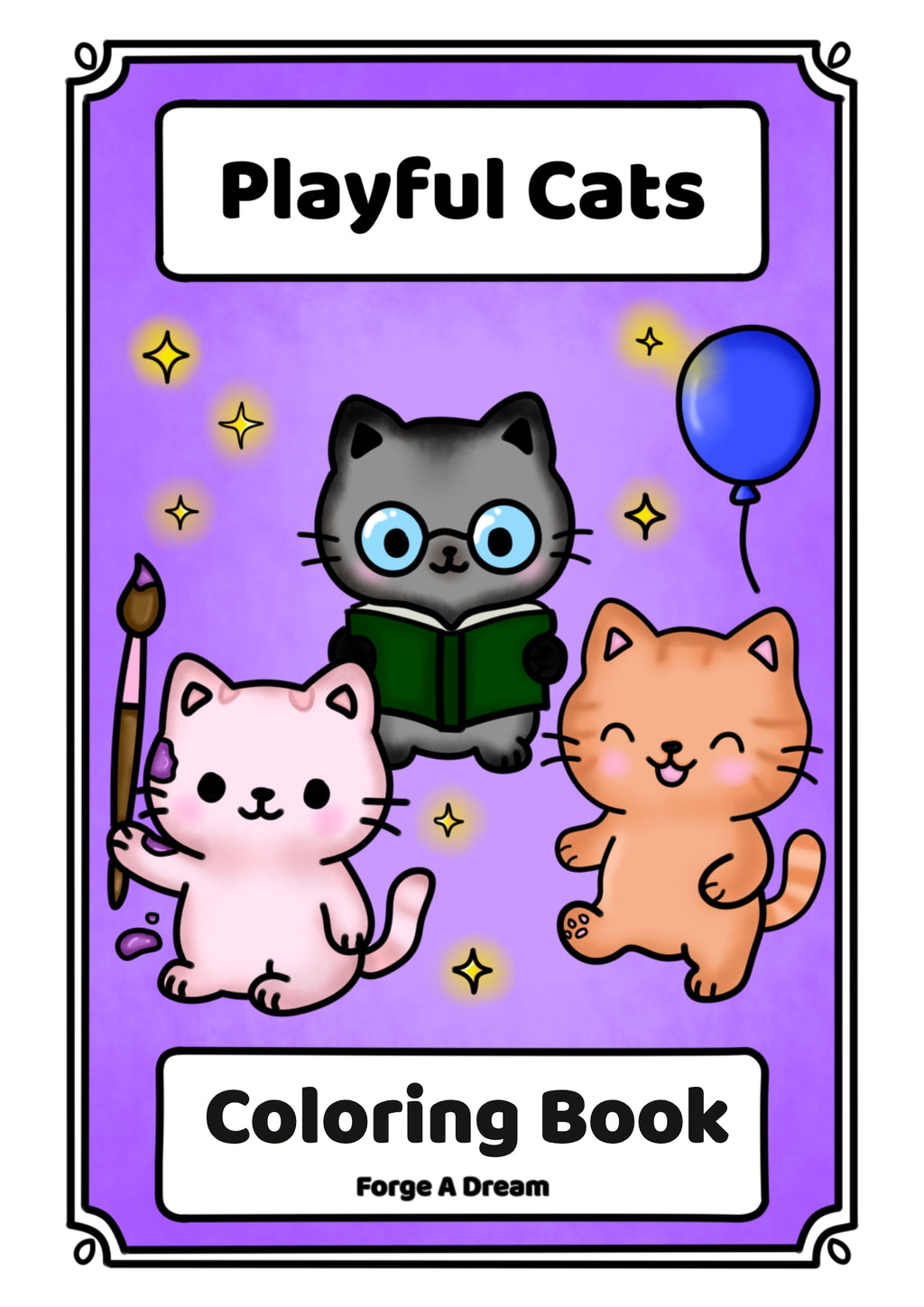 Playful Cats – Kids Coloring Book | Printable PDF (10 Pages)