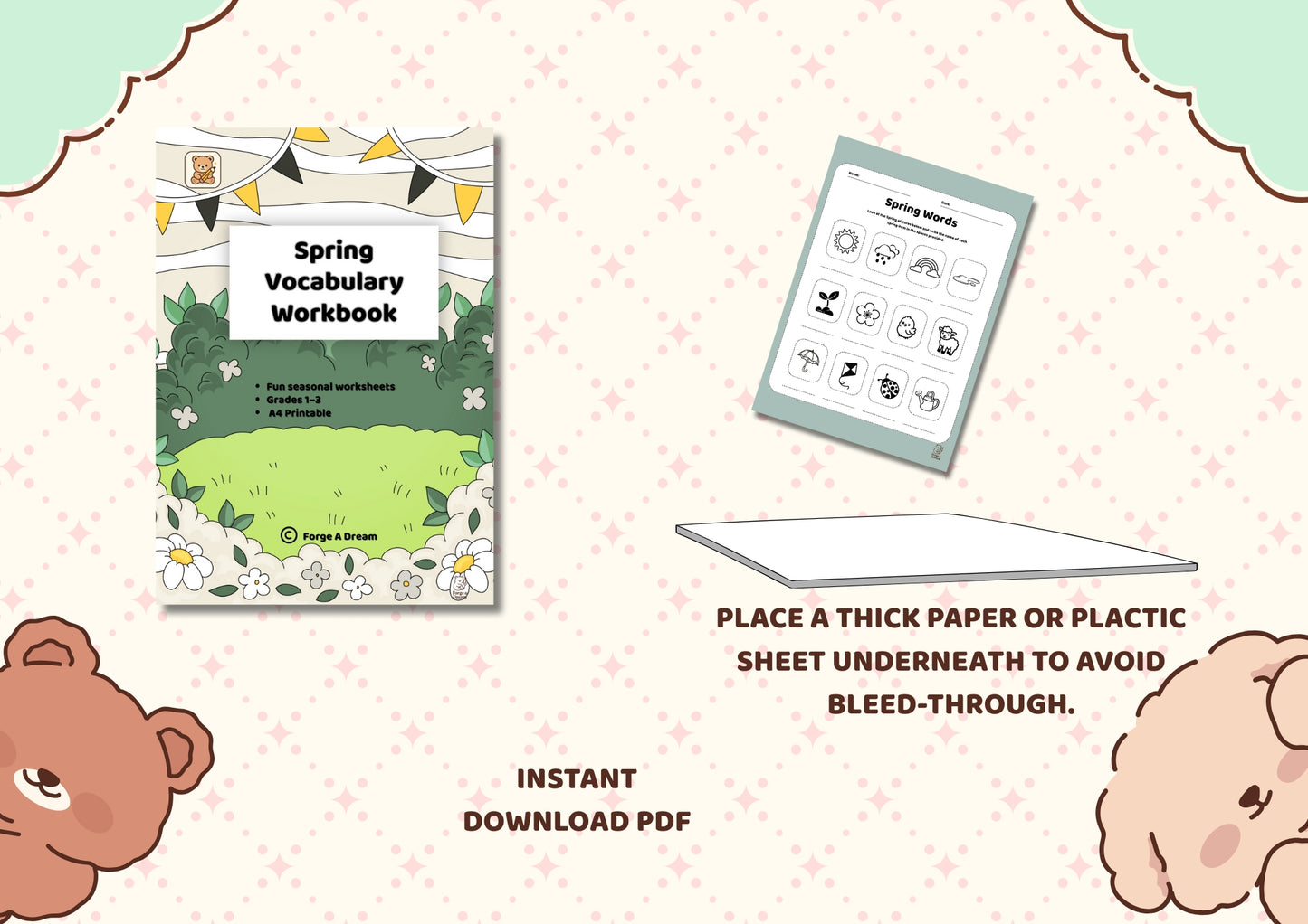 Spring Vocabulary Activities Workbook | Grades 1–3 Printable PDF
