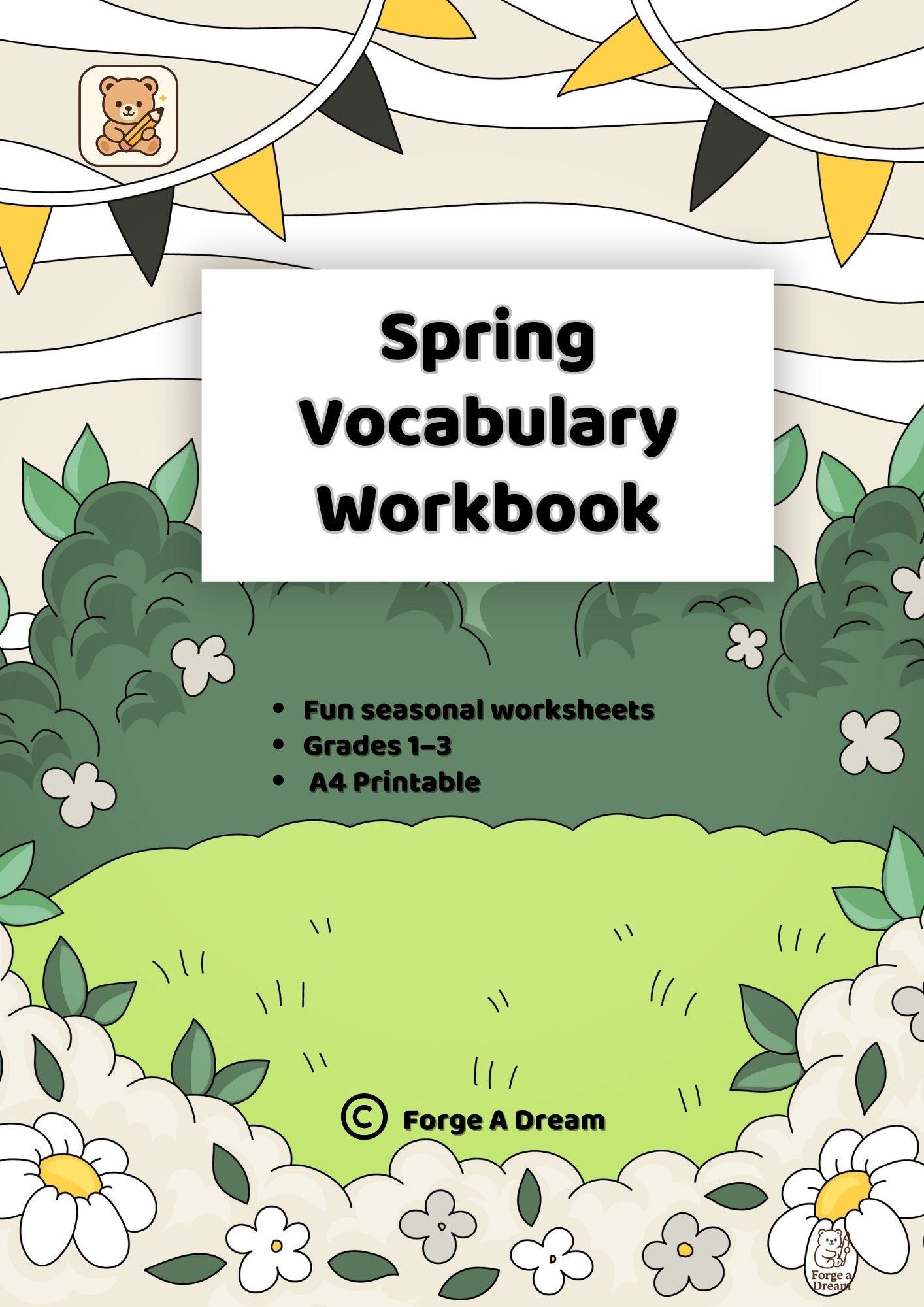 Seasons Vocabulary Workbook Bundle for Kids | Spring, Summer, Autumn & Winter (A4 Printable PDF)