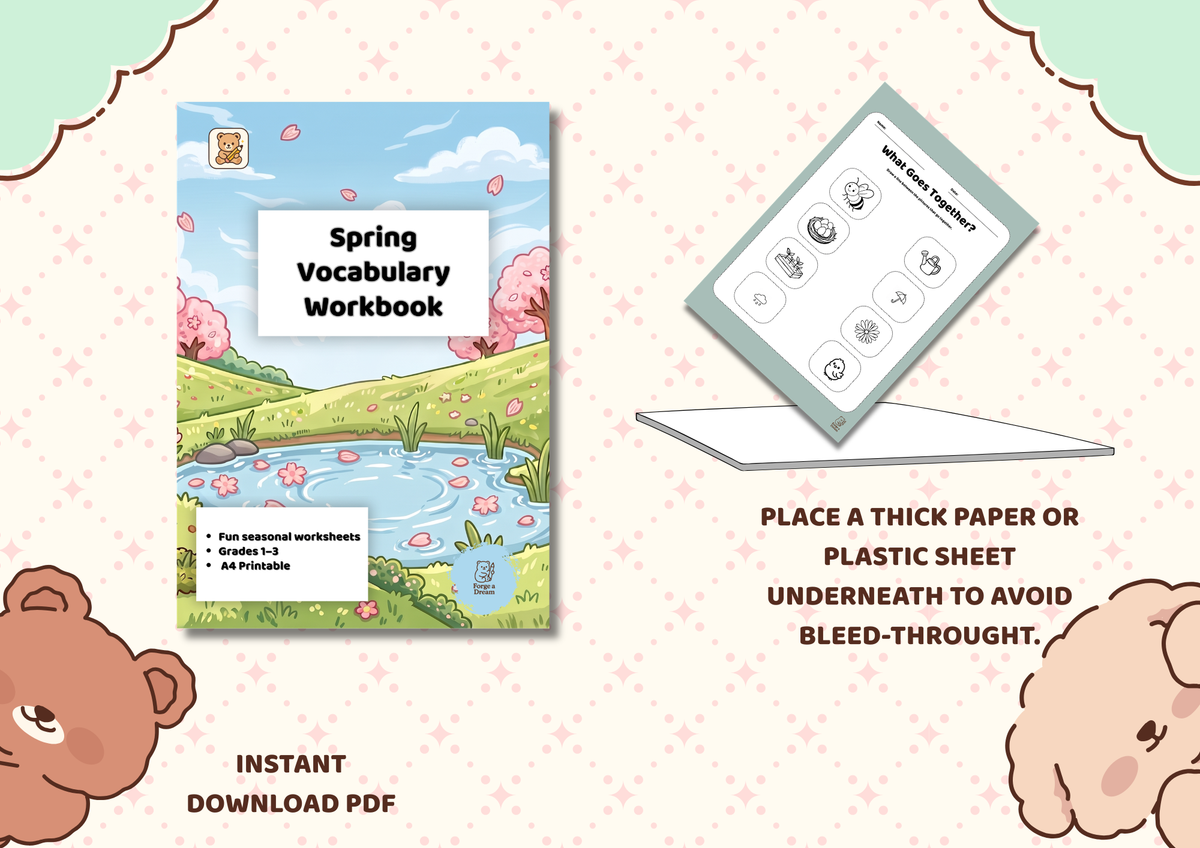 Spring Vocabulary Activities Workbook | Grades 1–3 Printable PDF