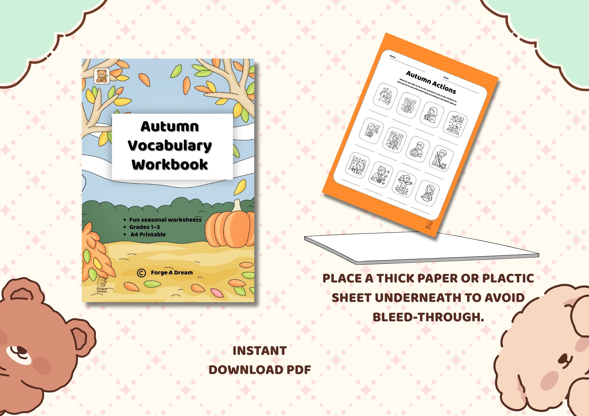 Autumn (Fall) Vocabulary Workbook | Grades 1–3 Printable PDF