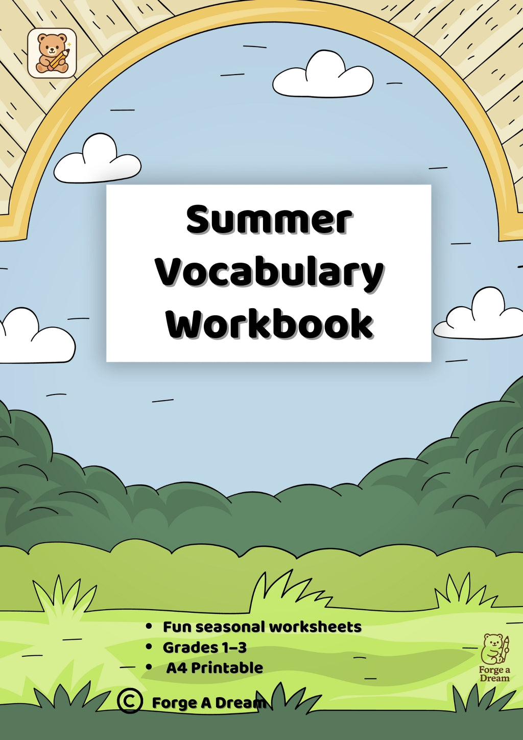 Summer Vocabulary Workbook for Kids (Grades 1–3) | A4 Printable PDF