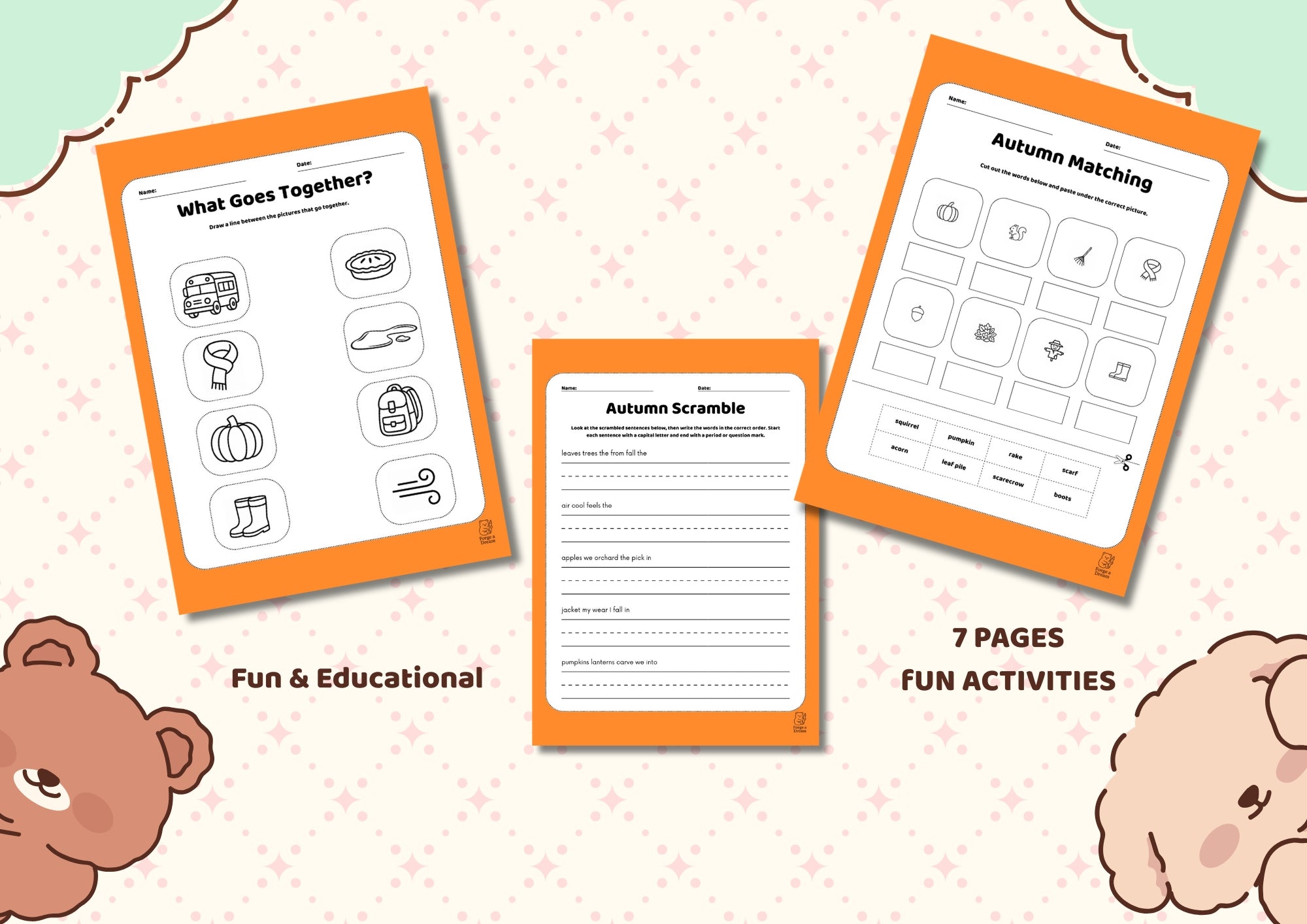 Autumn (Fall) Vocabulary Workbook | Grades 1–3 Printable PDF
