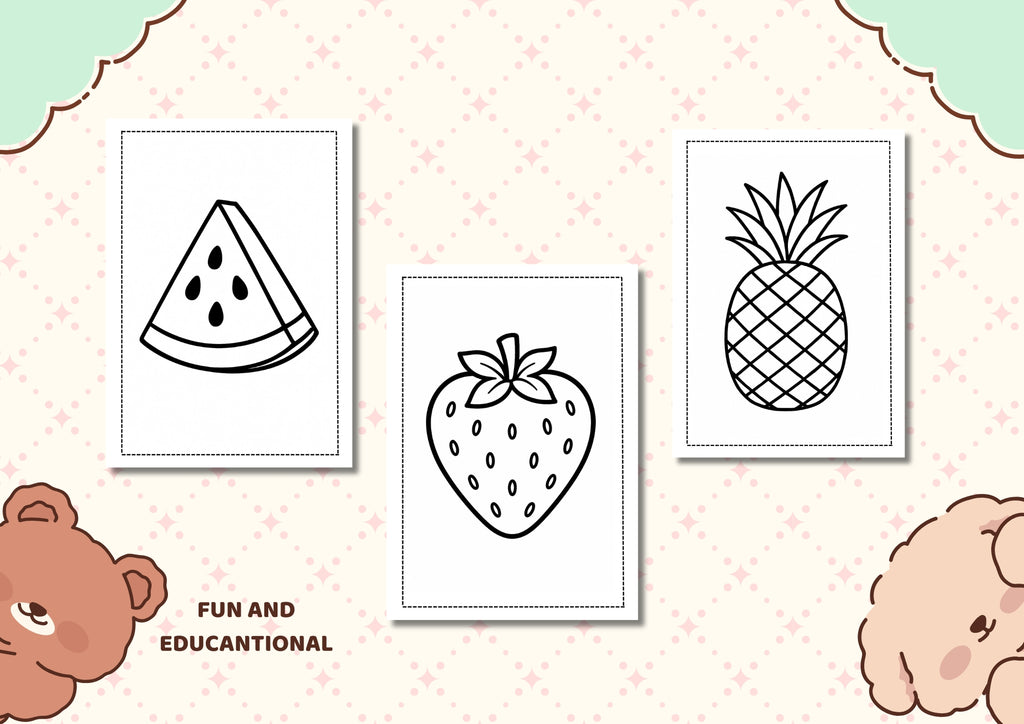 Fruit Coloring Pages – 10 Simple Pictures for Kids |Printable PDF