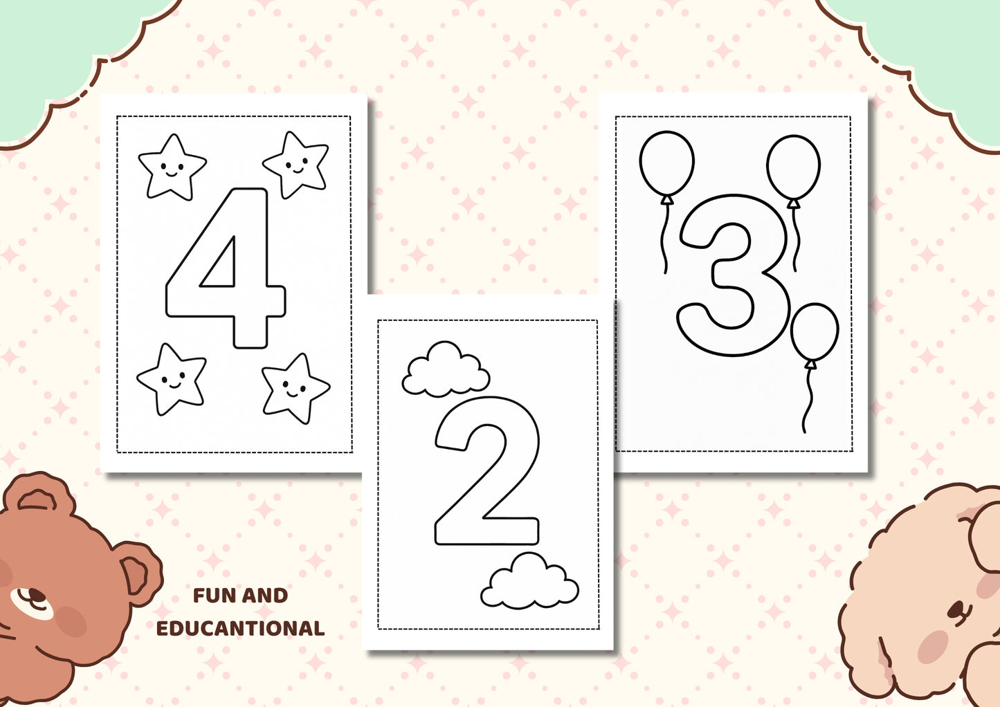 Simple Numbers 1–10 – Fun Coloring Pages |Printable PDF