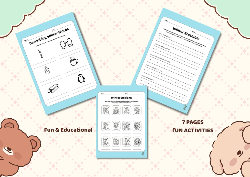 Winter Vocabulary Workbook for Kids (Grades 1–3) | A4 Printable PDF