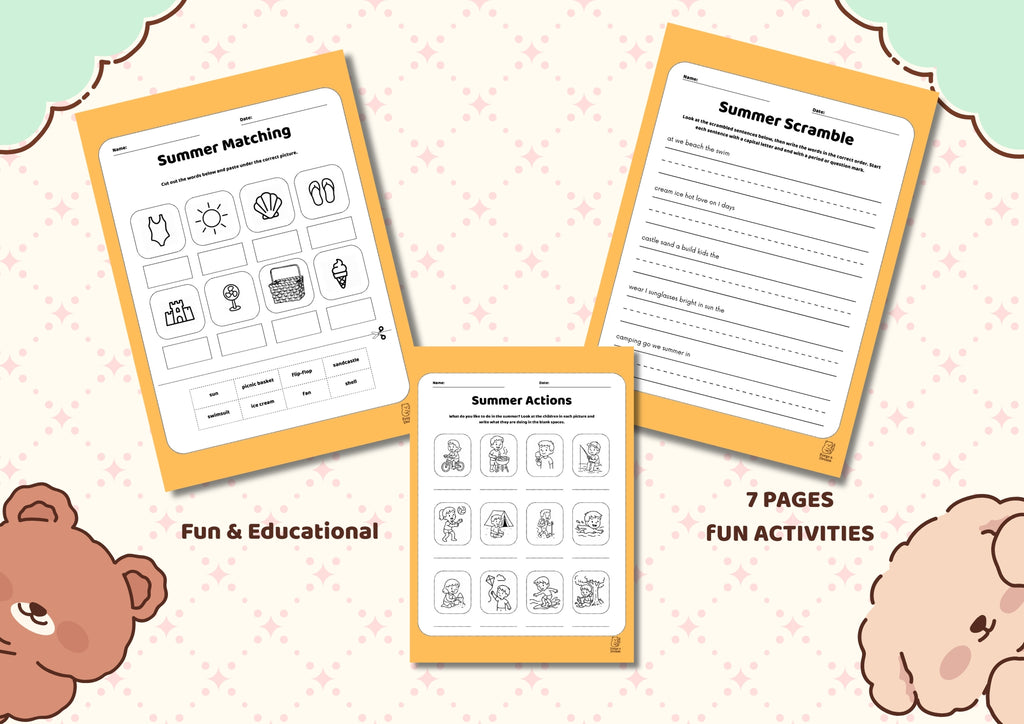Summer Vocabulary Workbook for Kids (Grades 1–3) | A4 Printable PDF