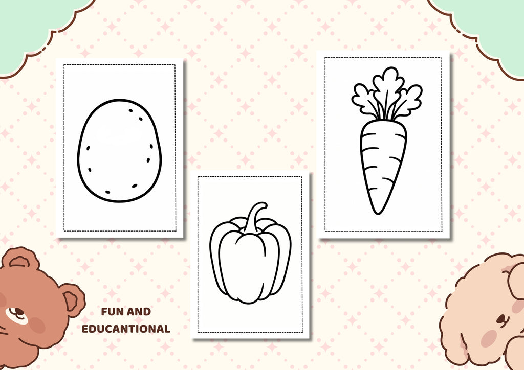 Vegetable Coloring Pages – 10 Simple Pictures for Kids |Printable PDF