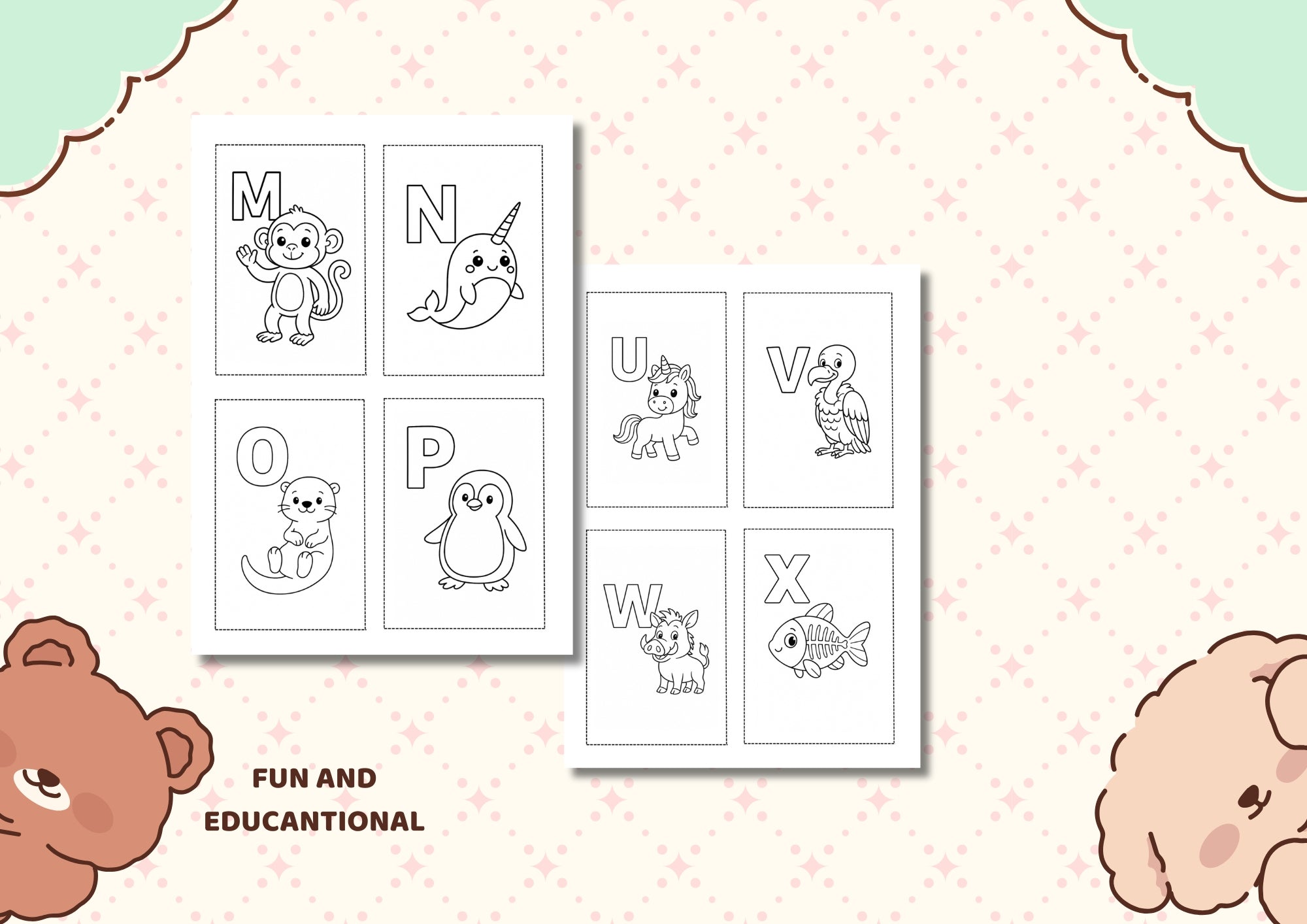 Animal Alphabet A–Z Flashcards |Printable PDF