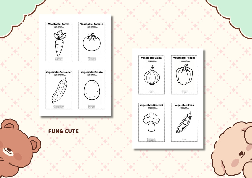 Fruit & Vegetable Flashcards Bundle |Printable PDF