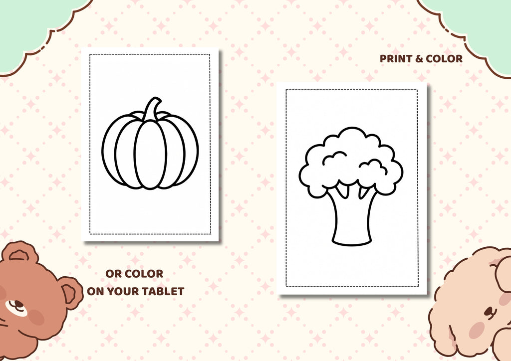 Vegetable Coloring Pages – 10 Simple Pictures for Kids |Printable PDF
