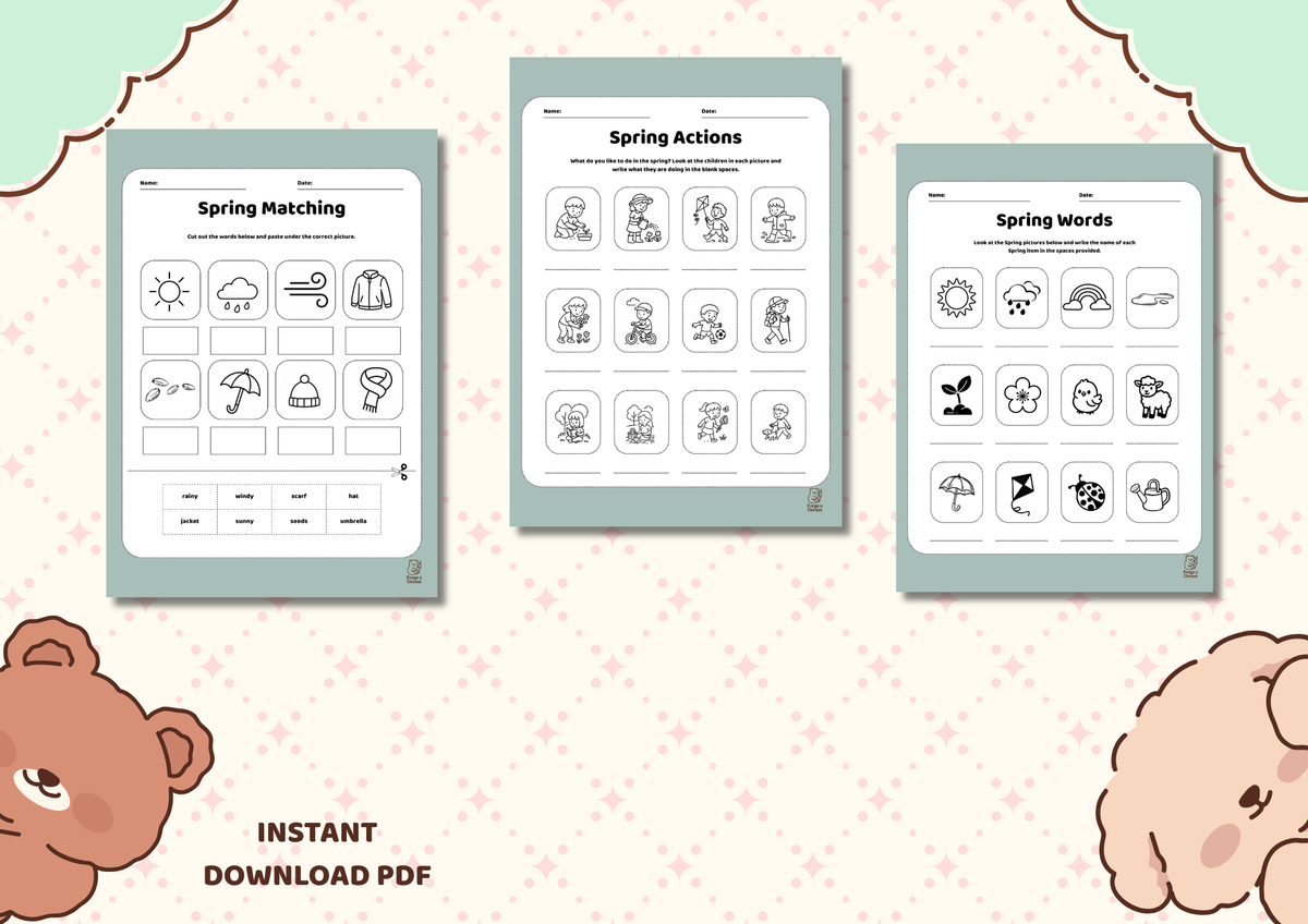 Spring Vocabulary Activities Workbook | Grades 1–3 Printable PDF