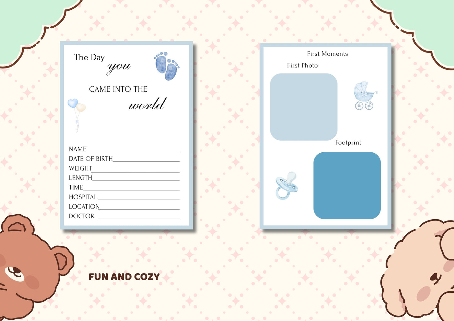 My First Year – Baby Boy Memory Book | Printable Baby Milestone Journal (43 Pages)