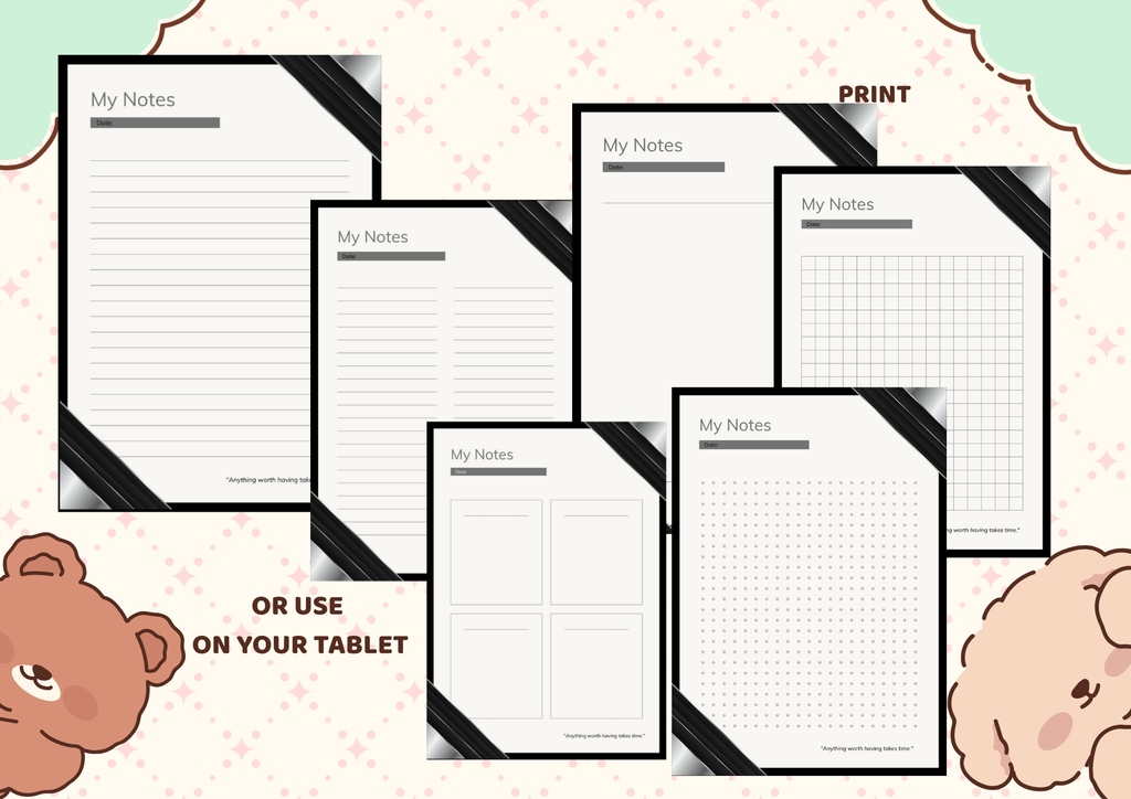 My Journal 2026 | Black Simple  A4 Printable Journal & Calendar (21 Pages)