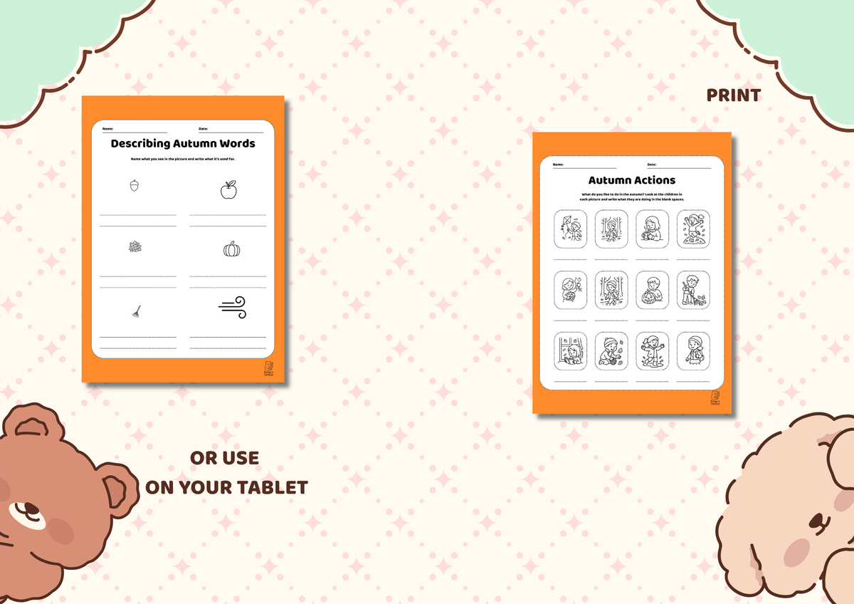 Autumn (Fall) Vocabulary Workbook | Grades 1–3 Printable PDF