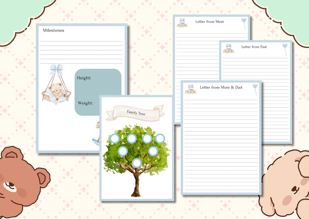 My First Year – Baby Boy Memory Book | Printable Baby Milestone Journal (43 Pages)