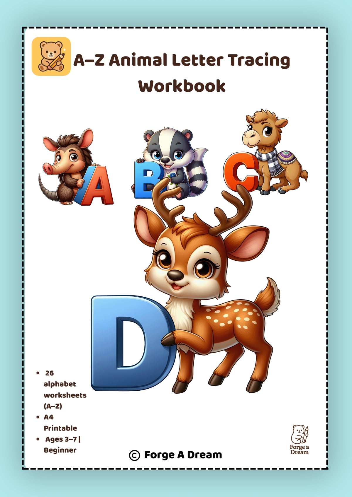Animal Alphabet Letter Tracing Worksheets A–Z | Handwriting Practice f ...