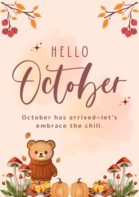 Hello October Cozy Autumn Poster | Free Printable Wall Art