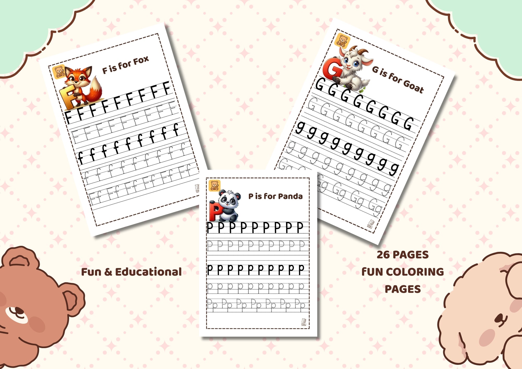 Animal Alphabet Letter Tracing Worksheets A–Z | Handwriting Practice for Kids